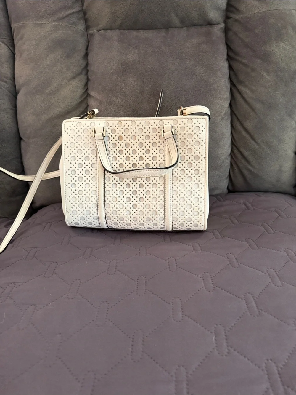 kate spade Cream Perforated Eyelet Satchel